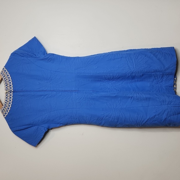 Lilly Pulitzer Arie Stretch Shift blue and gold mini Dress Sz 2 - Picture 9 of 9